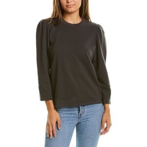 Monrow Puff Sleeve Sweatshirt Faded Black size XS NEW